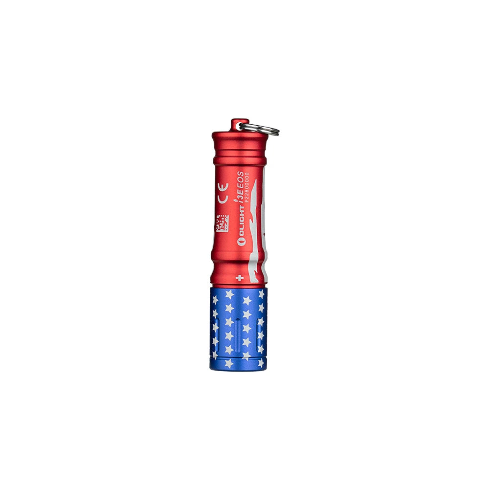 Olight Red and Blue I3E EOS Flashlight with Star Pattern for EDC and Emergency Lighting