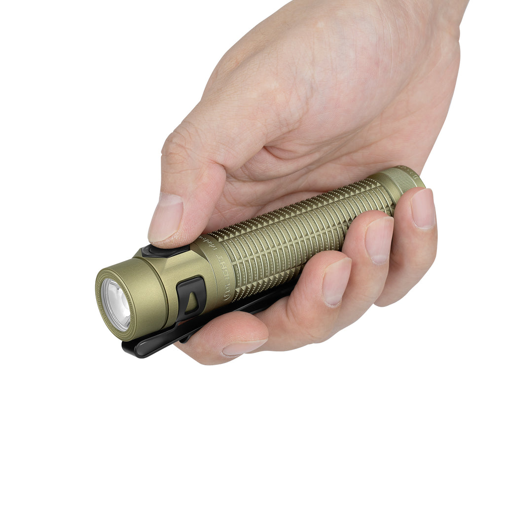 Baton Ultra held in hand showing compact palm-sized dimensions