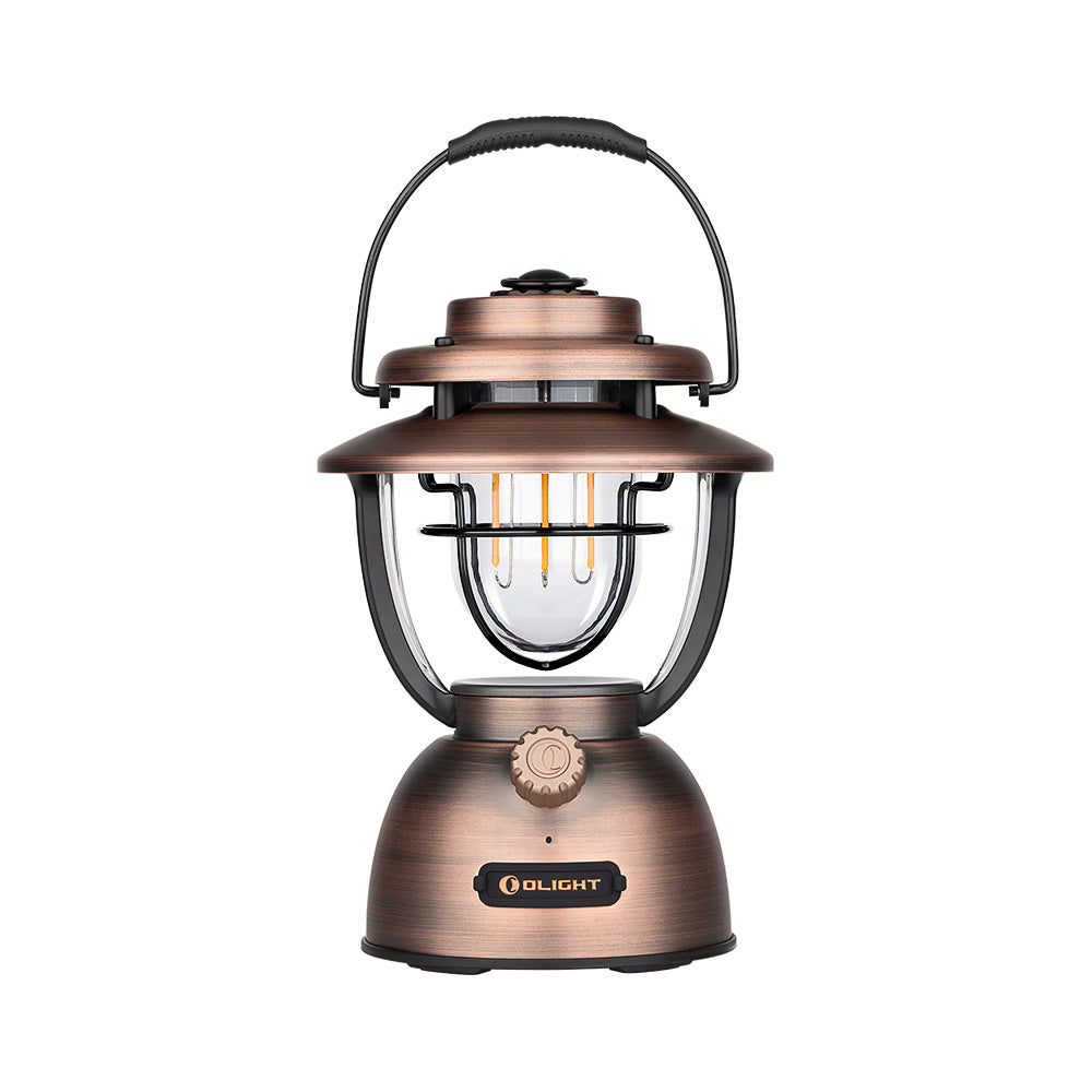 Olight Olantern Classic 2 Pro Bronze Front View with Edison Bulb and Handle for Camping and Home Lighting