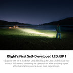 Baton Ultra lighting up a campsite at night with its 300 metre beam