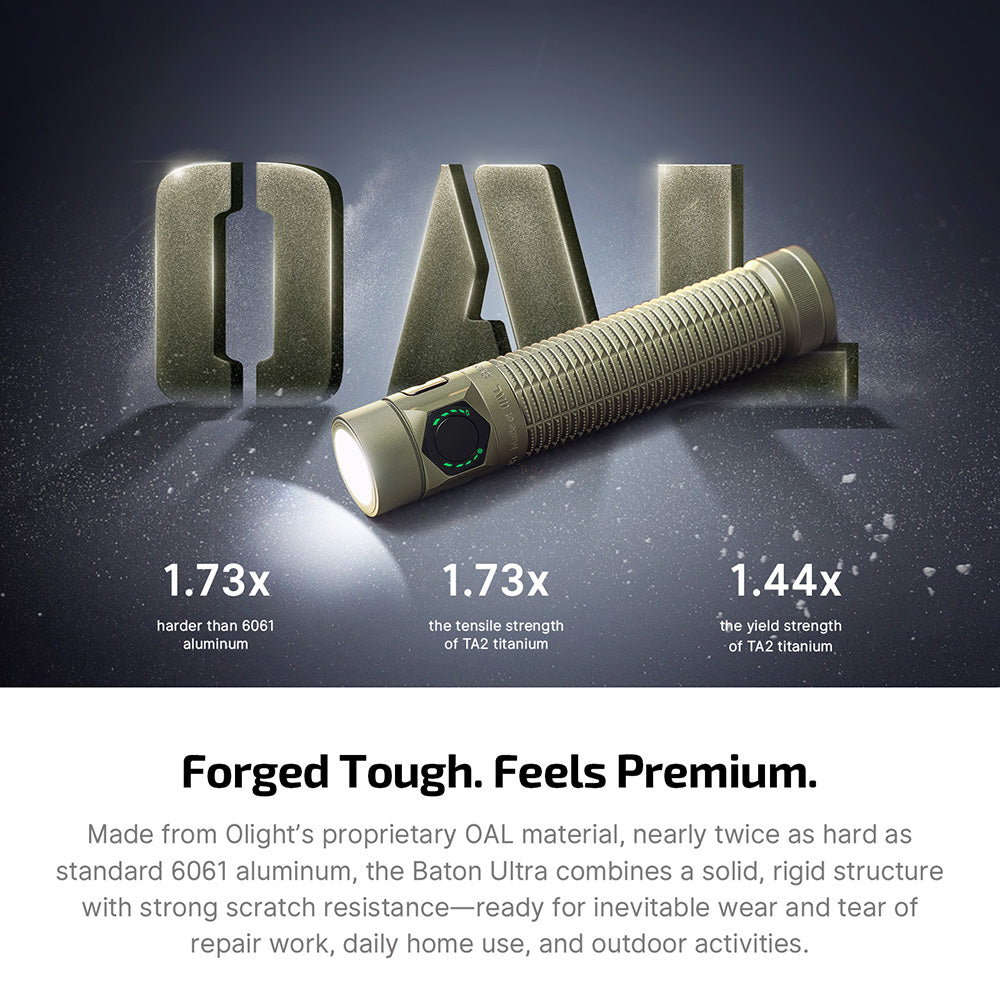 Baton Ultra Superalloy OAL aluminium body, nearly twice as hard as standard 6061