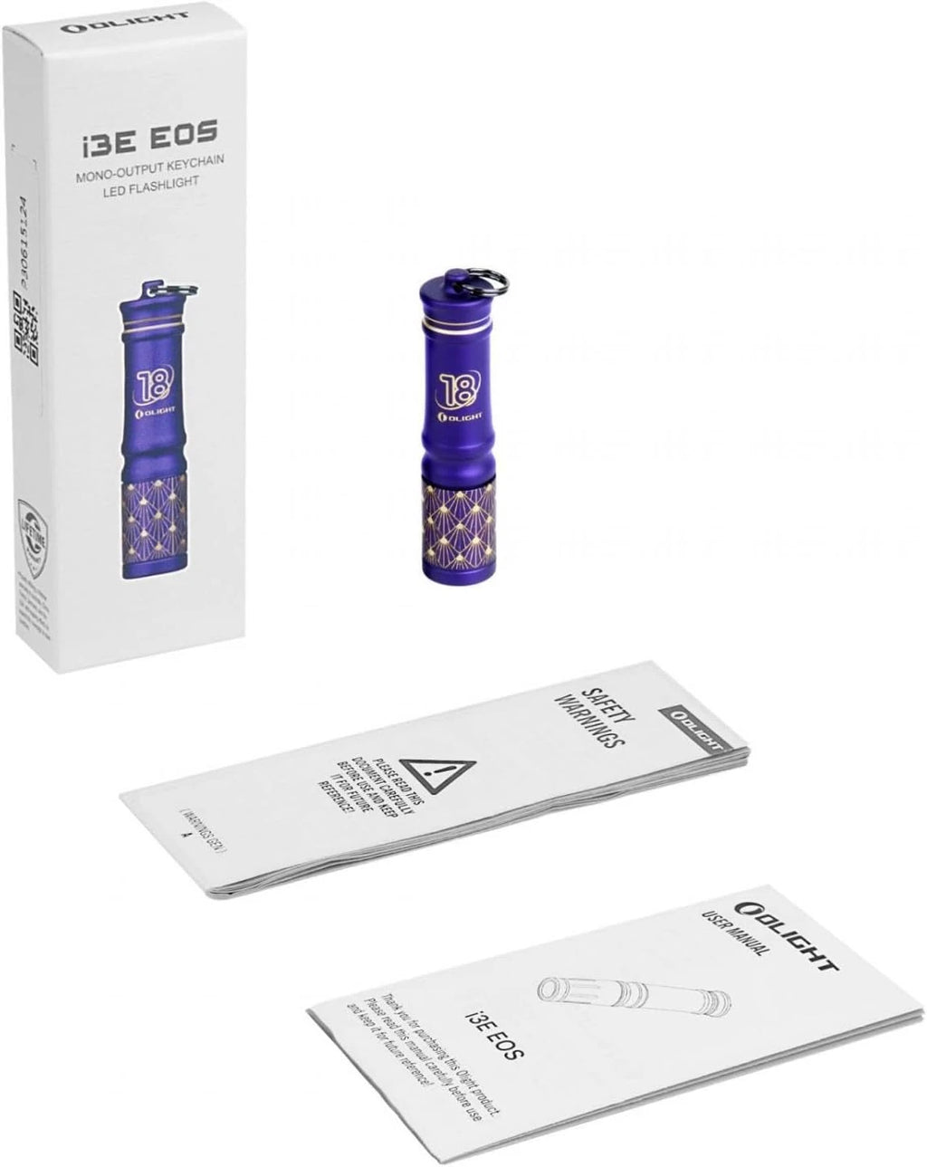 Olight Purple i3E EOS Keychain LED Flashlight with Detailed Pattern for Everyday Carry