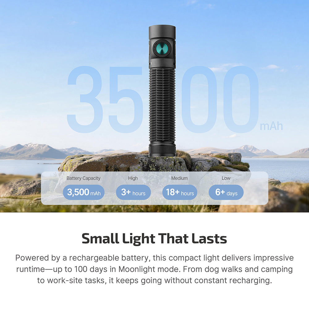 Olight Baton 4 Pro 3,500 mAh rechargeable battery runtime