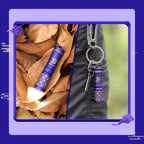 Olight Purple i3E EOS Flashlight with Golden Geometric Pattern on Leaves and Keychain for EDC