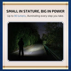 Olight I3E flashlight illuminating a dark path at night for outdoor walking and safety