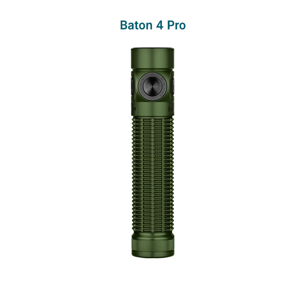 Baton 4 Pro tactical flashlight, army green, powerful LED, durable, compact, for outdoor, camping, hiking, emergencies