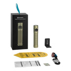 Olight Baton Ultra retail packaging with flashlight, MCC3 charging cable and stand