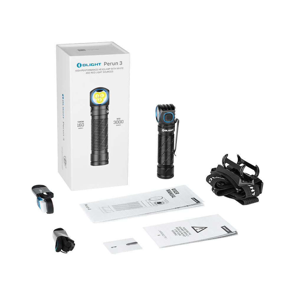 Perun 3 Headlamp 3000 Lumens White Light and Red Light